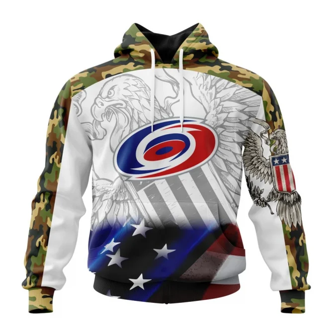 NHL Carolina Hurricanes, Specialized Design With Our America Flag And Our America Eagle Graphic Hoodie
