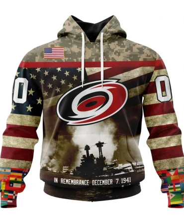 NHL Carolina Hurricanes, Specialized Unisex Kits Remember Pearl Harbor Graphic Hoodie