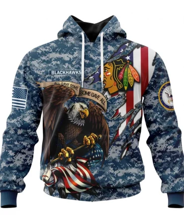 NHL Chicago Blackhawks Honor Us Navy Veterans Graphic Hoodie
