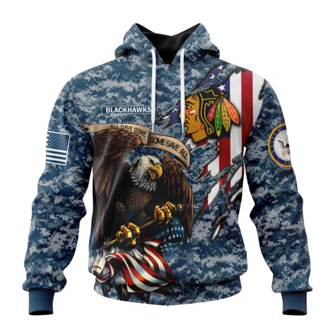 NHL Chicago Blackhawks Honor Us Navy Veterans Graphic Hoodie