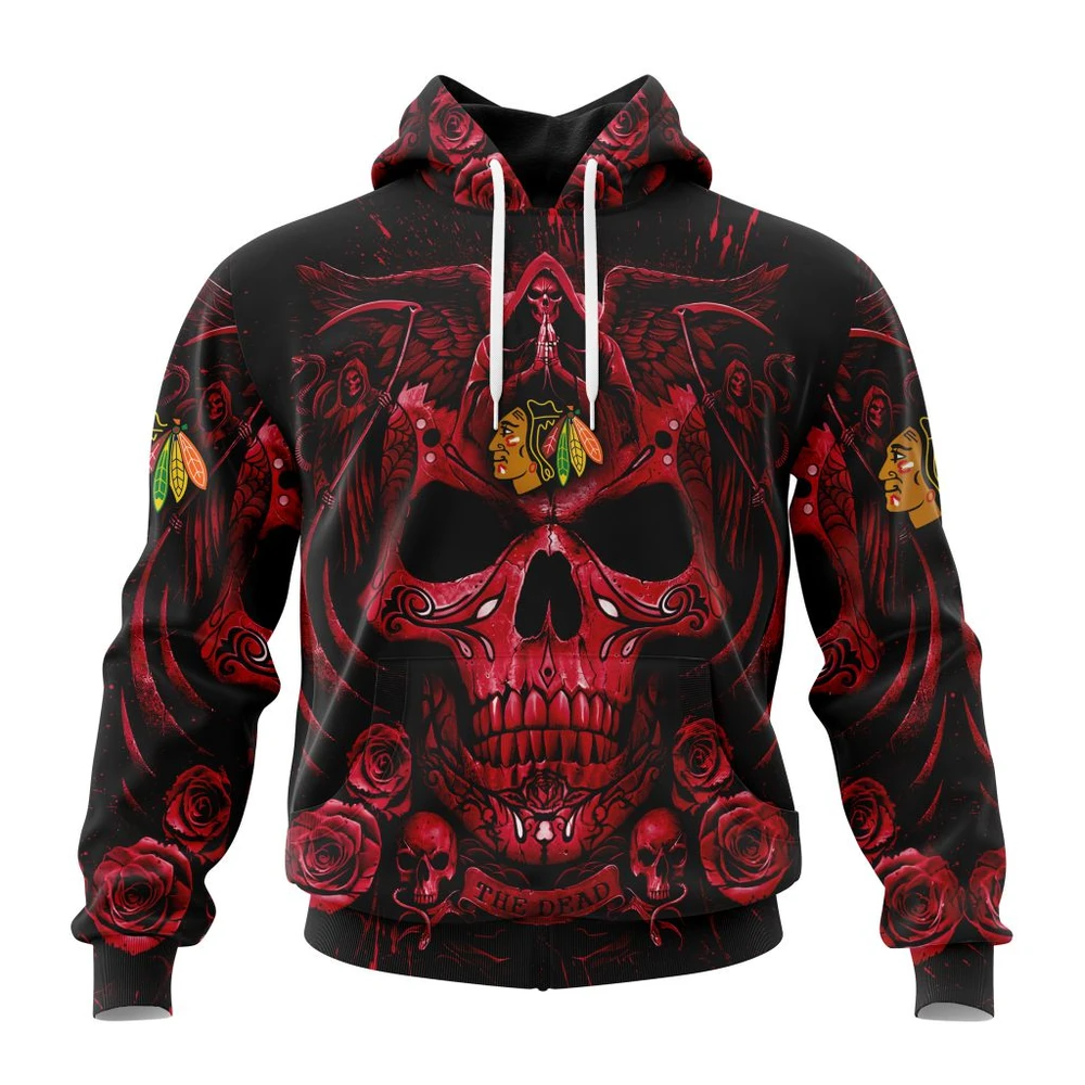 NHL Chicago Blackhawks Special Design With Skull Art Graphic Hoodie