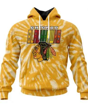 NHL Chicago Blackhawks Special Retro Vintage Tie Dye Graphic Hoodie