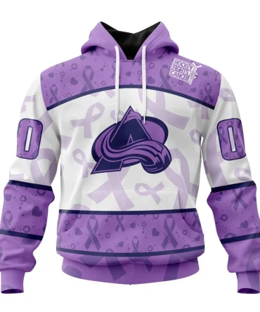 NHL Colorado Avalanche Special Lavender Fight Cancer Graphic Hoodie