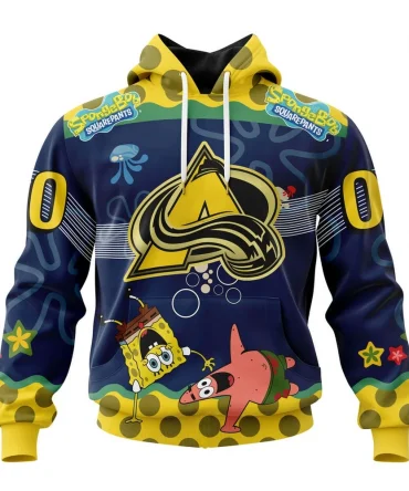 NHL Colorado Avalanche, Specialized Jersey With Spongebob Graphic Hoodie