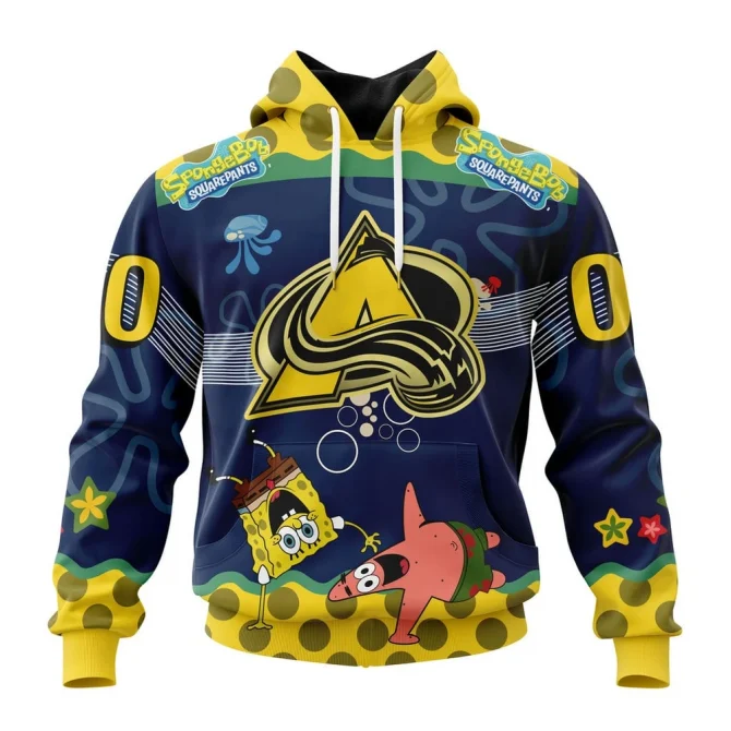 NHL Colorado Avalanche, Specialized Jersey With Spongebob Graphic Hoodie