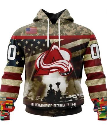 NHL Colorado Avalanche, Specialized Unisex Kits Remember Pearl Harbor Graphic Hoodie