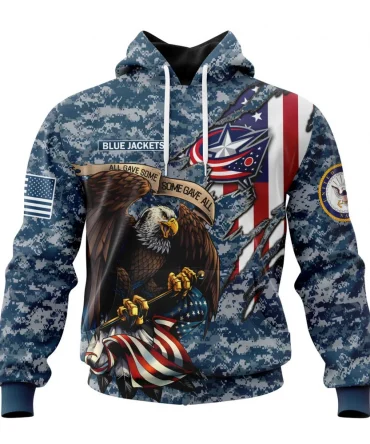 NHL Columbus Blue Jackets Honor Us Navy Veterans Graphic Hoodie