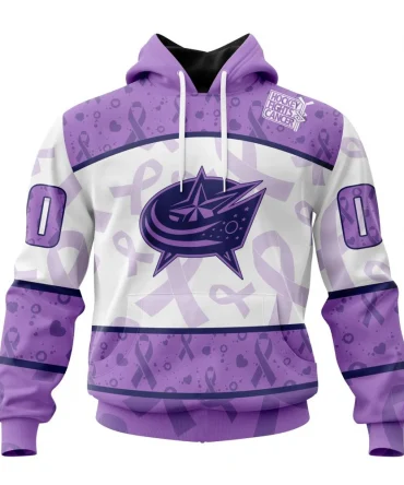 NHL Columbus Blue Jackets Special Lavender Fight Cancer Graphic Hoodie