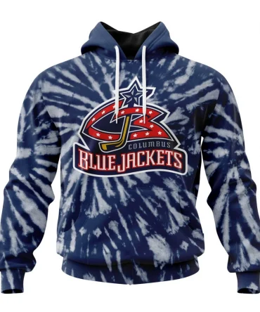 NHL Columbus Blue Jackets Special Retro Vintage Tie Dye Graphic Hoodie
