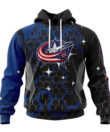 NHL Columbus Blue Jackets, Specialized Design With Motocross Syle Graphic Hoodie