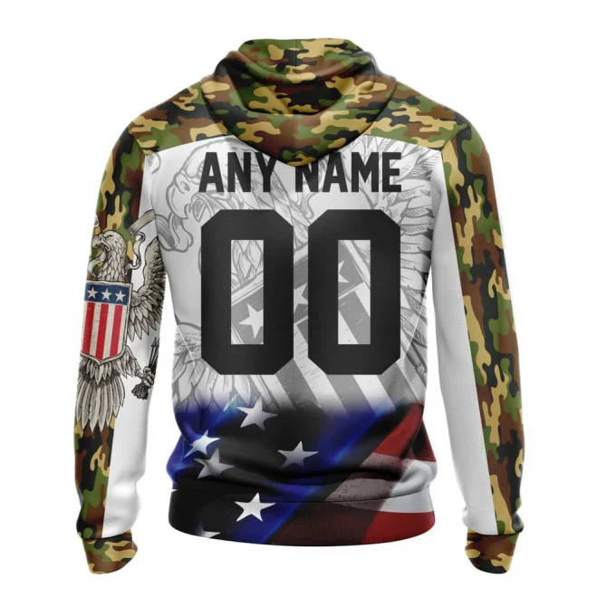 NHL Columbus Blue Jackets, Specialized Design With Our America Flag And Our America Eagle Graphic Hoodie - Image 2