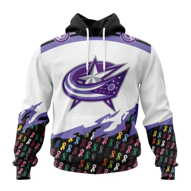 NHL Columbus Blue Jackets, Specialized Kits In October We Stand Together We Can Beat Cancer Graphic Hoodie