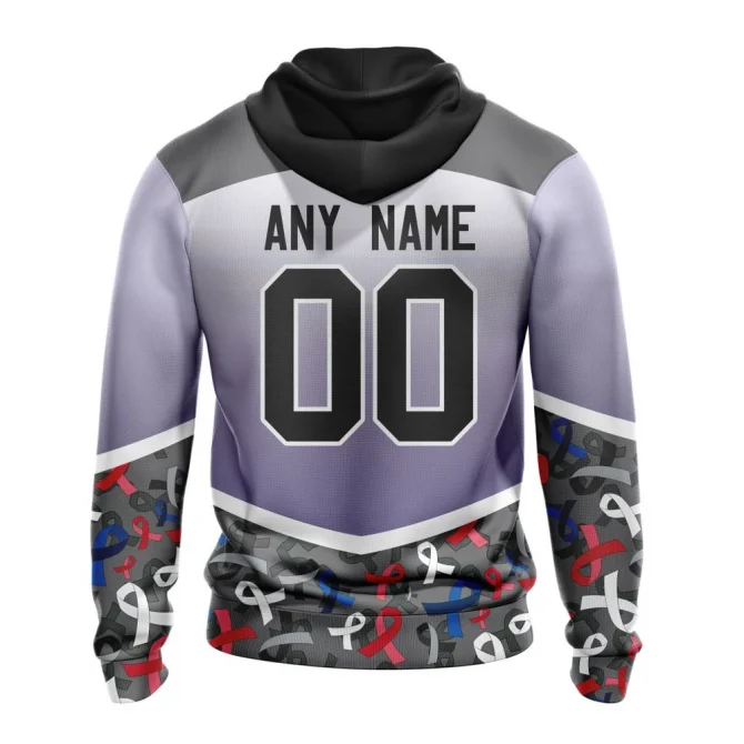 NHL Columbus Blue Jackets, Specialized Sport Fights Again All Cancer Graphic Hoodie - Image 2