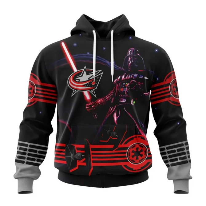 NHL Columbus Blue Jackets, Specialized Starwar Darth Vader Version Jersey Graphic Hoodie