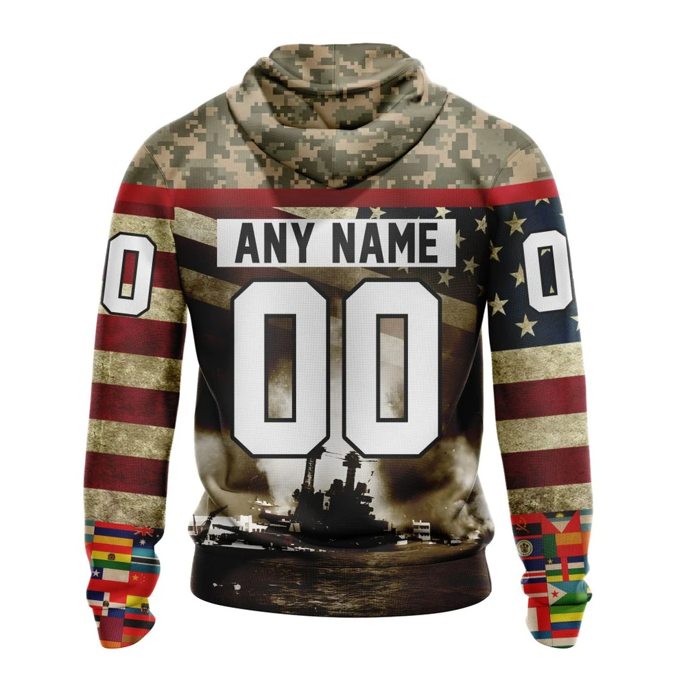 NHL Columbus Blue Jackets, Specialized Unisex Kits Remember Pearl Harbor Graphic Hoodie - Image 2