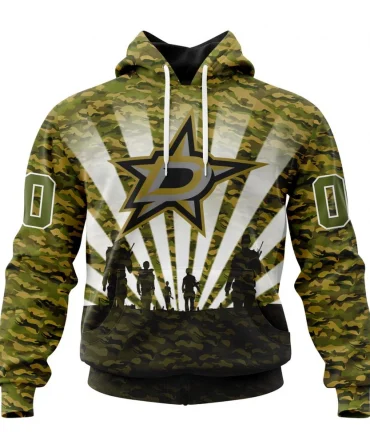 NHL Dallas Stars Special Military Camo Kits For Veterans Day And Rememberance Day Graphic Hoodie