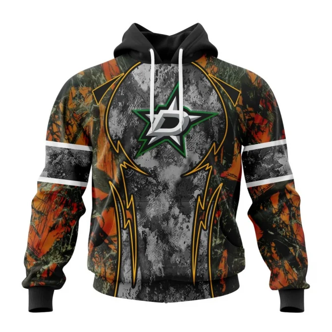 NHL Dallas Stars, Specialized Design Wih Camo Concepts For Hungting In Forest Graphic Hoodie