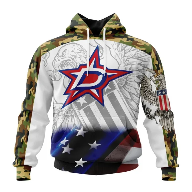 NHL Dallas Stars, Specialized Design With Our America Flag And Our America Eagle Graphic Hoodie