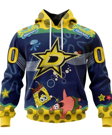 NHL Dallas Stars, Specialized Jersey With Spongebob Graphic Hoodie