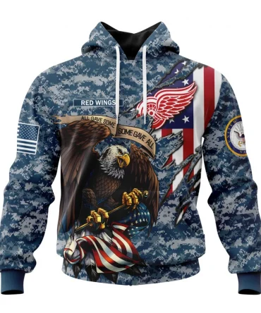 NHL Detroit Red Wings Honor Us Navy Veterans Graphic Hoodie