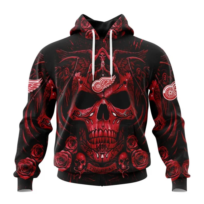 NHL Detroit Red Wings Special Design With Skull Art Graphic Hoodie