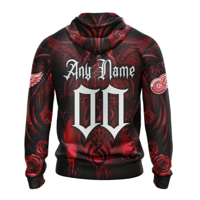 NHL Detroit Red Wings Special Design With Skull Art Graphic Hoodie - Image 2