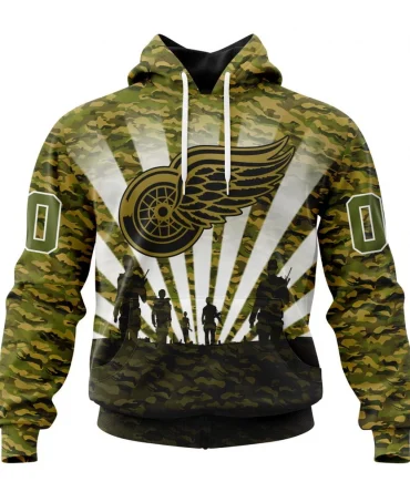 NHL Detroit Red Wings Special Military Camo Kits For Veterans Day And Rememberance Day Graphic Hoodie