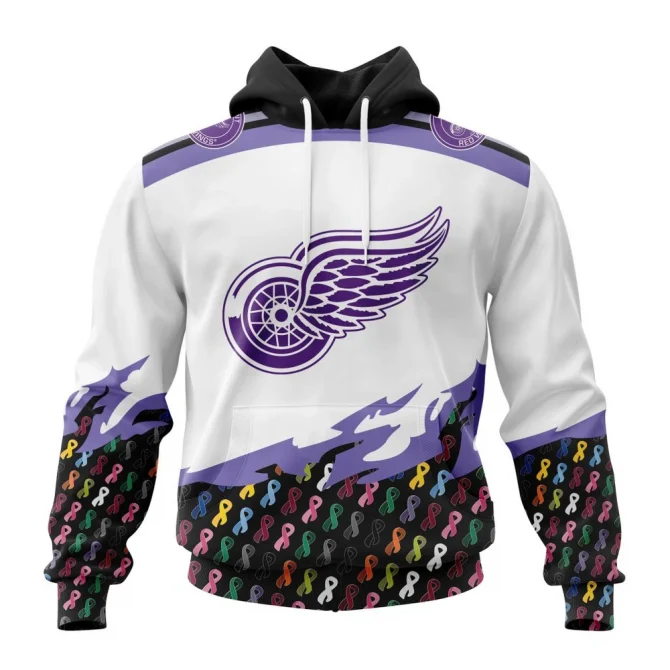 NHL Detroit Red Wings, Specialized Kits In October We Stand Together We Can Beat Cancer Graphic Hoodie