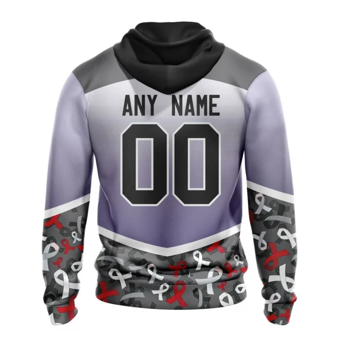 NHL Detroit Red Wings, Specialized Sport Fights Again All Cancer Graphic Hoodie - Image 2
