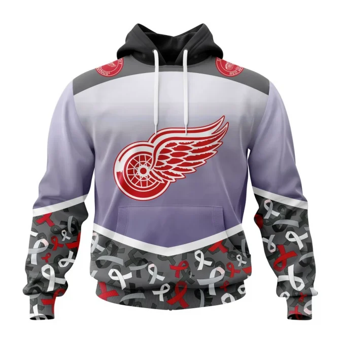 NHL Detroit Red Wings, Specialized Sport Fights Again All Cancer Graphic Hoodie