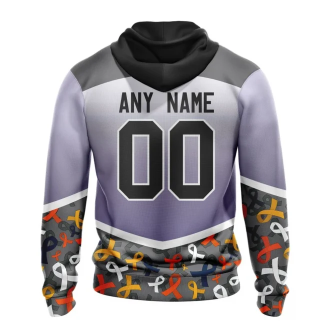 NHL Edmonton Oilers, Specialized Sport Fights Again All Cancer Graphic Hoodie - Image 2