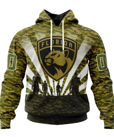 NHL Florida Panthers Special Military Camo Kits For Veterans Day And Rememberance Day Graphic Hoodie