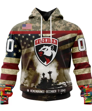 NHL Florida Panthers, Specialized Unisex Kits Remember Pearl Harbor Graphic Hoodie