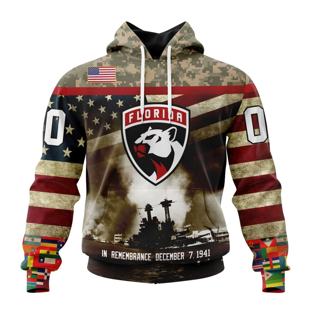 NHL Florida Panthers, Specialized Unisex Kits Remember Pearl Harbor Graphic Hoodie