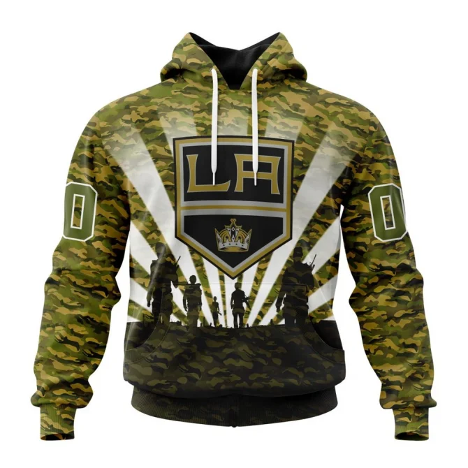 NHL Los Angeles Kings Special Military Camo Kits For Veterans Day And Rememberance Day Graphic Hoodie