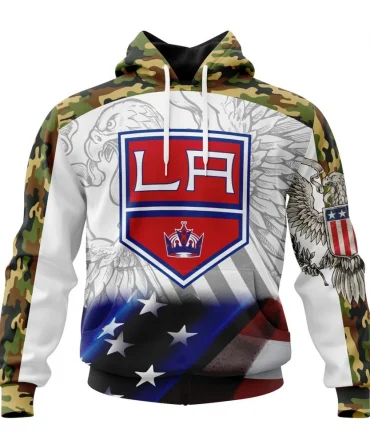 NHL Los Angeles Kings, Specialized Design With Our America Flag And Our America Eagle Graphic Hoodie