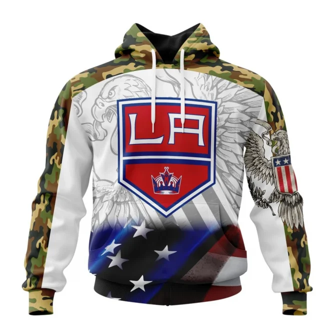 NHL Los Angeles Kings, Specialized Design With Our America Flag And Our America Eagle Graphic Hoodie