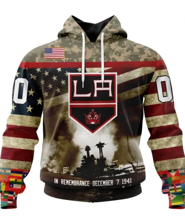 NHL Los Angeles Kings, Specialized Unisex Kits Remember Pearl Harbor Graphic Hoodie