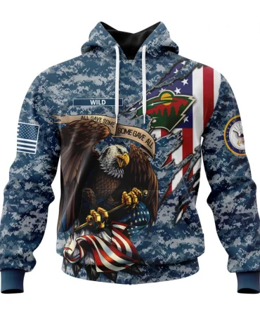 NHL Minnesota Wild Honor Us Navy Veterans Graphic Hoodie