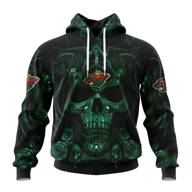NHL Minnesota Wild Special Design With Skull Art Graphic Hoodie