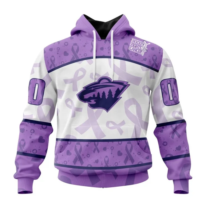 NHL Minnesota Wild Special Lavender Fight Cancer Graphic Hoodie