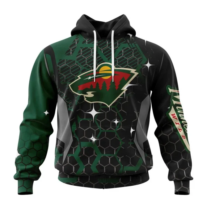 NHL Minnesota Wild, Specialized Design With Motocross Syle Graphic Hoodie