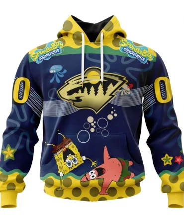 NHL Minnesota Wild, Specialized Jersey With Spongebob Graphic Hoodie