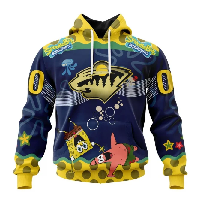 NHL Minnesota Wild, Specialized Jersey With Spongebob Graphic Hoodie
