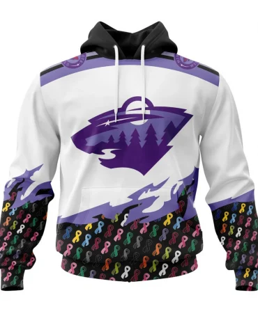NHL Minnesota Wild, Specialized Kits In October We Stand Together We Can Beat Cancer Graphic Hoodie