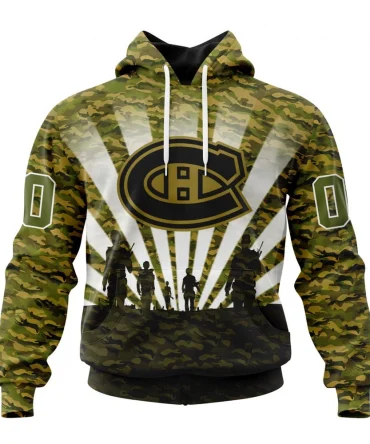 NHL Montreal Canadiens Special Military Camo Kits For Veterans Day And Rememberance Day Graphic Hoodie