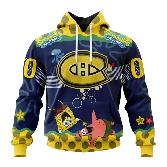 NHL Montreal Canadiens Specialized Jersey With Spongebob Graphic Hoodie