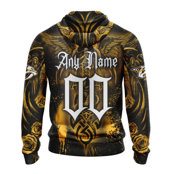 NHL Nashville Predators Special Design With Skull Art Graphic Hoodie - Image 2