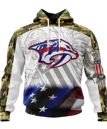 NHL Nashville Predators, Specialized Design With Our America Flag And Our America Eagle Graphic Hoodie