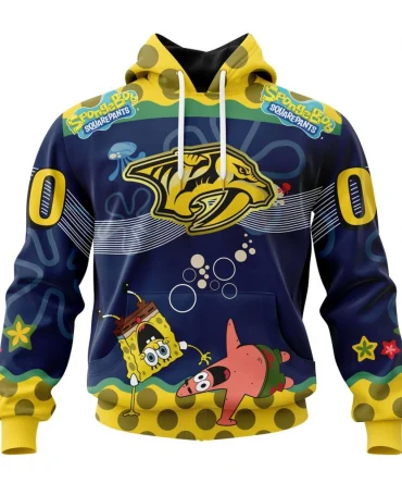 NHL Nashville Predators, Specialized Jersey With Spongebob Graphic Hoodie